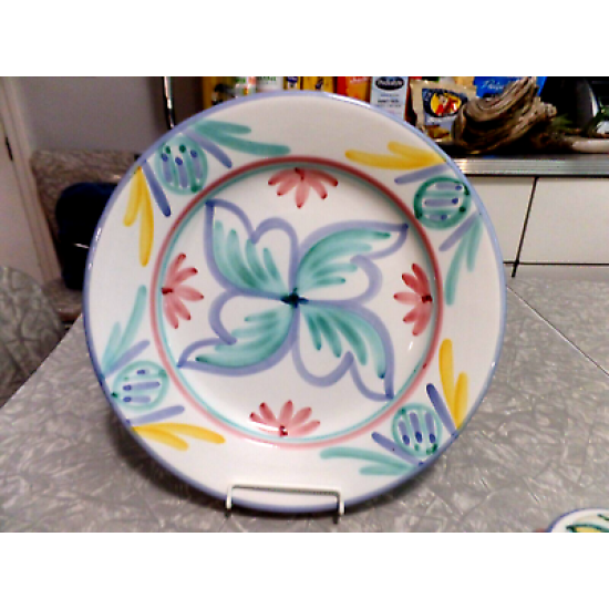 1986 VIETRI ITALY "COLORE" HANDMADE & PAINTED 3PC  DINNER PLATE & SUGAR BOWL SET