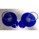 BEAUTIFUL HAND BLOWN ART GLASS COBALT BLUE & CLEAR 2 PC. CANDLESTICK SET