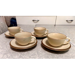 CRATE & BARREL 8 PC. CUP AND SAUCER SET in the "DUNE" PATTERN