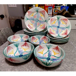 "1986" VIETRI ITALY 12PC. HANDMADE & PAINTED DINNERWARE in the "COLORE" PATTERN