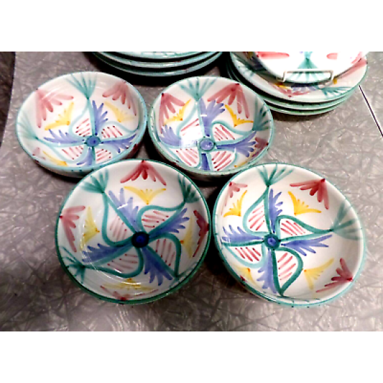 "1986" VIETRI ITALY 12PC. HANDMADE & PAINTED DINNERWARE in the "COLORE" PATTERN