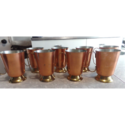 8 PC. COPPER & BRASS MOSCOW MULE MUG SET MADE in ENGLAND