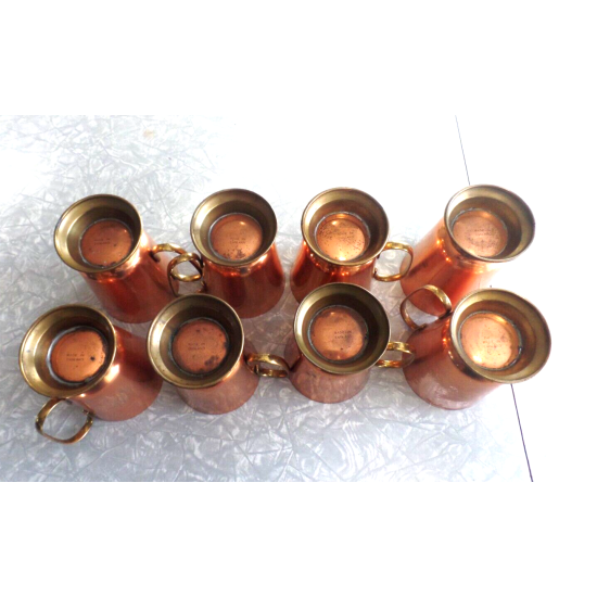 8 PC. COPPER & BRASS MOSCOW MULE MUG SET MADE in ENGLAND