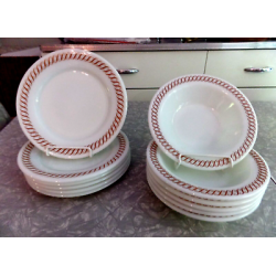 PYREX TABLEWARE by CORNING 12 PC. DINNERWARE SET in the "REGENCY" SCROLL PATTERN