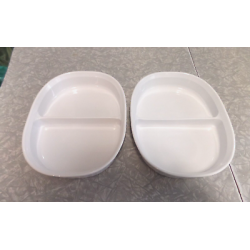 2 Pc. Corning 1.8L French White F-6-B & MC-6-B Divided Casserole Dishes