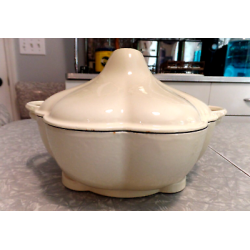 TECHNIQUE CAST IRON ENAMELWARE 2.5 QUART "GARLIC" SHAPED CASSEROLE DISH with LID