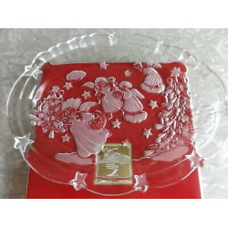 MIKASA "HOLIDAY LIGHTS" FROSTED GLASS ANGEL CANDY DISH