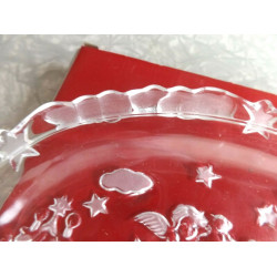 MIKASA "HOLIDAY LIGHTS" FROSTED GLASS ANGEL CANDY DISH