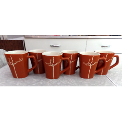 BAUM "AUTUMN BRANCH" PATTERN 6 PC. SQUARE COFFEE/TEA MUG SET