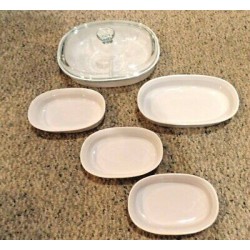 CORNING WARE "FRENCH WHITE" 6 PC. OVATE CASSEROLE BAKEWARE SET