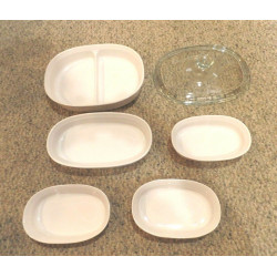 CORNING WARE "FRENCH WHITE" 6 PC. OVATE CASSEROLE BAKEWARE SET