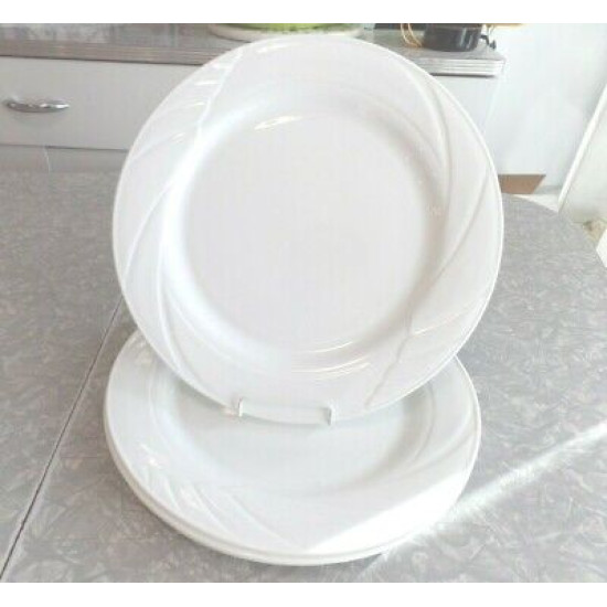 (1) CORNING PYROCERAM DINNER PLATE in the BEAUTIFUL ALL WHITE "LUZANNE" PATTERN