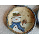 (4) PC ST. NICHOLAS SQUARE SNOWMAN DESIGN "FOREST FRIENDS" 6 3/4" DESSERT PLATES