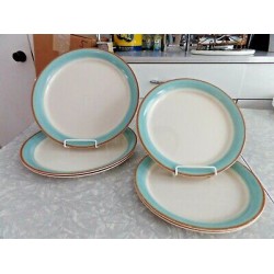 CORELLE 6 PC. DINNERWARE SET in the VERY RARE SANDSTONE "BAYSCAPE" PATTERN