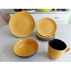 CHOOSE (1) PIECE of CORELLE STONEWARE "HEARTHSTONE" TURMERIC YELLOW DINNERWARE