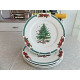  "CHRISTMAS VILLAGE" 4 PC. DINNER PLATE SET CHRISTMAS TREE/HOLLY RIBBON PATTERN