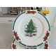  "CHRISTMAS VILLAGE" 4 PC. DINNER PLATE SET CHRISTMAS TREE/HOLLY RIBBON PATTERN