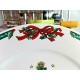  "CHRISTMAS VILLAGE" 4 PC. DINNER PLATE SET CHRISTMAS TREE/HOLLY RIBBON PATTERN