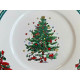  "CHRISTMAS VILLAGE" 4 PC. DINNER PLATE SET CHRISTMAS TREE/HOLLY RIBBON PATTERN