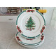  "CHRISTMAS VILLAGE" 4 PC. DINNER PLATE SET CHRISTMAS TREE/HOLLY RIBBON PATTERN