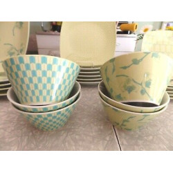 NEVR USED"TRISH RICHMAN"SPRING LIME STARDUST BLUE TURQUOISE 23PC. DINNERWARE SET