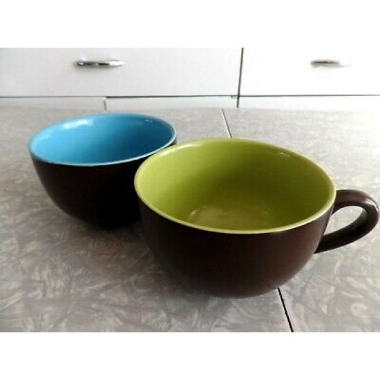 (2) X-LARGE 16 OZ. "CIRCLE M"  LOGO COLORED COFFEE/TEA CUPS