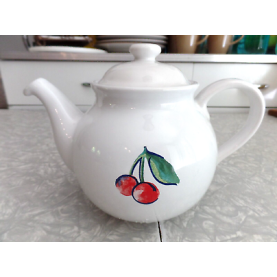 CORELLE COORDINATES 3 PC. 48 OZ TEA POT & NAPKIN HOLDER in "FRUIT BASKET" CHERRY