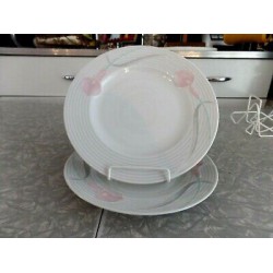 2 PC. MIKASA FINE CHINA 8" SALAD/LUNCH PLATE SET in the "SERENADE" PINK PATTERN