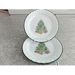 CORELLE 4 PC. BREAD/DESSERT PLATE SET in the "HOLIDAY MAGIC" SWIRL PATTERN