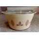 TRULY VINTAGE RET.  PYREX GOLD LEAF PATTERN 1 QUART #473 CASSEROLE DISH with LID