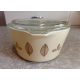 TRULY VINTAGE RET.  PYREX GOLD LEAF PATTERN 1 QUART #473 CASSEROLE DISH with LID