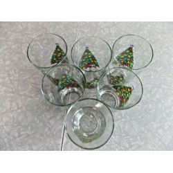 6 PC. CLEAR GLASS DRINKWARE SET in a "CHRISTMAS TREE" PATTERN 