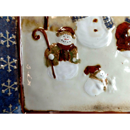 ST. NICHOLAS SQUARE SNOWMAN DESIGN "FOREST FRIENDS" 11 1/4" DINNER/SERVING PLATE