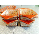 TEMPTATIONS PRESENTABLE OVENWARE 4 ORANGE "OLD WORLD" FUN-FETTI 10 OZ. RAMEKINS