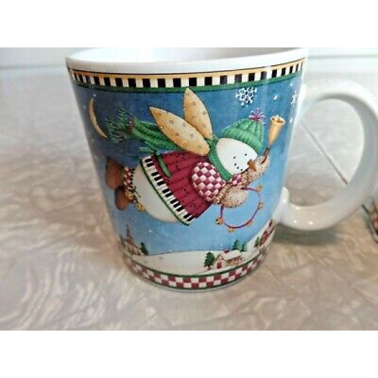  DEBBIE MUMM "SNOW ANGEL VILLAGE" PATTERN 4 PC. MUG SET