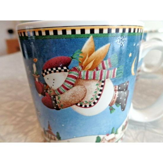  DEBBIE MUMM "SNOW ANGEL VILLAGE" PATTERN 4 PC. MUG SET