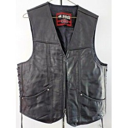 "FIRST" CLASSIC LEATHER GEAR MEN'S LG. MOTORCYCLE VEST ZIPPER FRONT&LACED SIDES