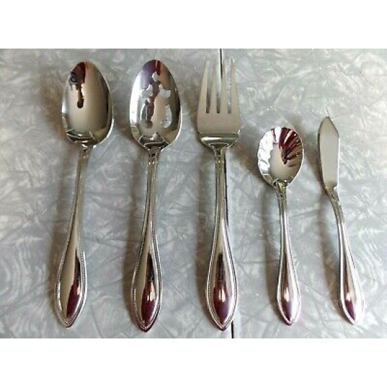 RSVP  TM   5 PC "BEADED"  PATTERN 18/10 STAINLESS STEEL HOSTESS SERVING SET